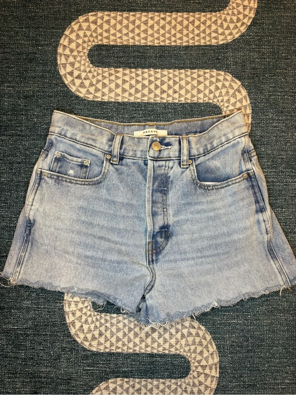Show Me Your MuMu Light Blue Distressed Denim Shorts